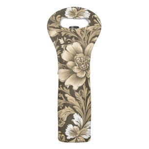 Awesome Vintage Sepia Floral Pattern Wine Bag