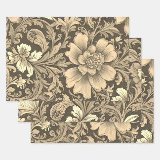 Awesome Vintage Sepia Floral Pattern  Wrapping Paper Sheets