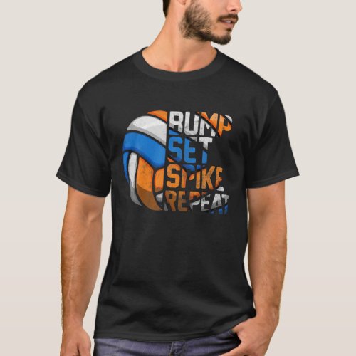 Awesome Volleyball Bump Set Spike Repeat Vintage T T_Shirt