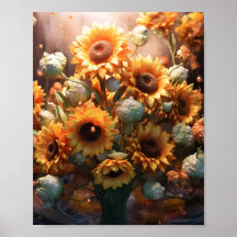 Awesome Watercolor Art Floral Sunflowers Bouquet