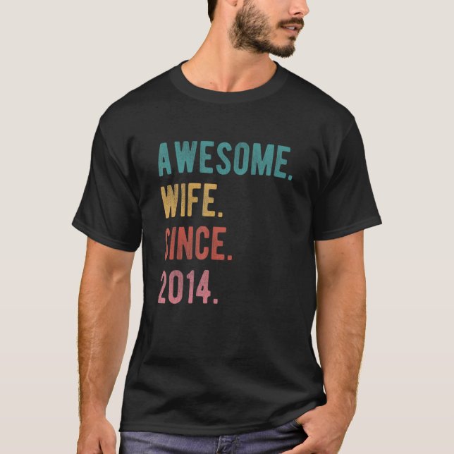 Awesome Wife Since 2014   8th Wedding Aniversary H T-Shirt (Front)