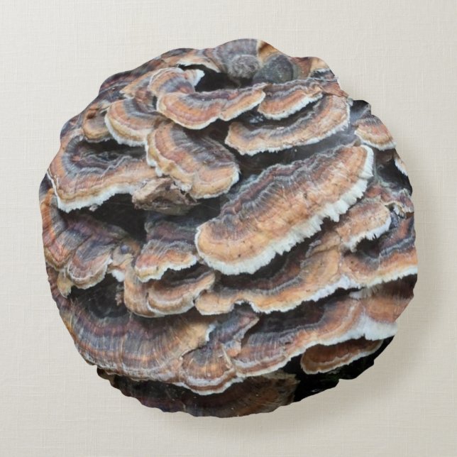 Awesome wild mushroom pillow! round pillow (Back)