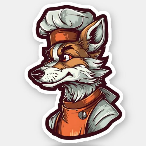 Awesome Wolf Chef Adorable Animal Graphic Sticker