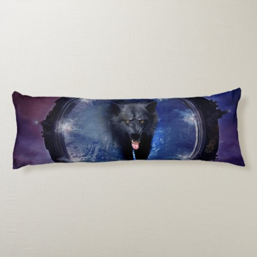 Awesome wolf comes through a gate body pillow