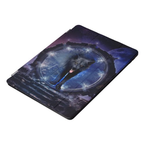 Awesome wolf comes through a gate iPad pro cover