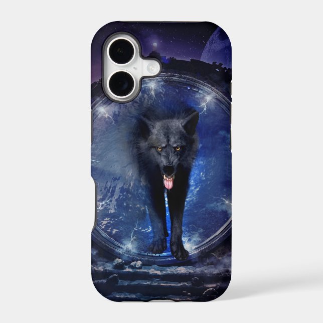 Awesome wolf comes through a gate iphone case (Back)