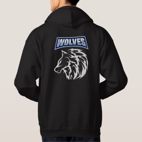 Awesome wolf design back and front for him black  hoodie