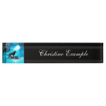 Awesome Wolf Desk Name Plate by stylishdesign1 at Zazzle