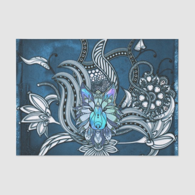 Awesome wolf, lineart design tissue paper (Front)