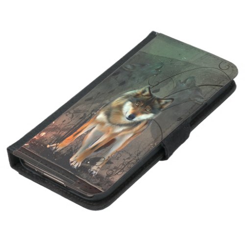 Awesome wolf on vintage background wallet phone case for samsung galaxy s5