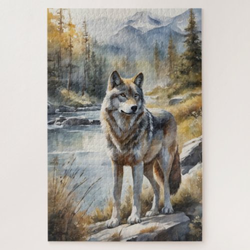 Awesome Wolf Somewhere in Beautiful Nature Puzzle