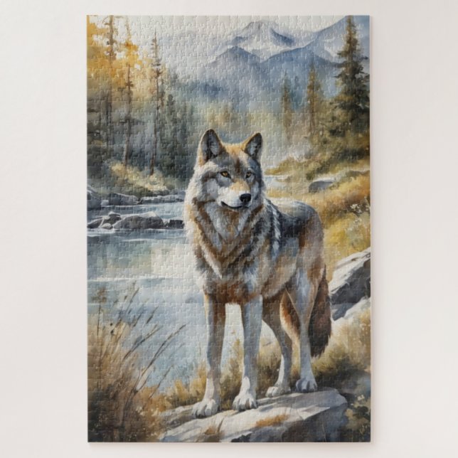 Awesome Wolf Somewhere in Beautiful Nature Puzzle (Vertical)