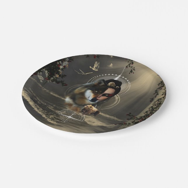 Awesome wolf with fairy paper plates (Angled)