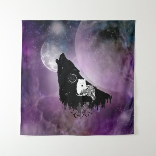Awesome wolves tapestry