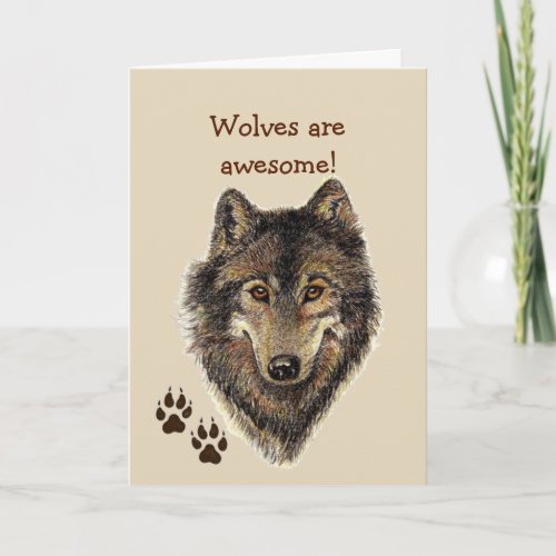 Awesome Wolves Wildlife Animal Son  Birthday Card