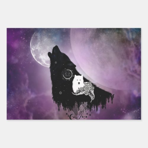 Awesome wolves wrapping paper sheets