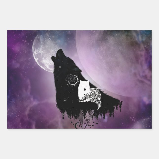 Awesome wolves wrapping paper sheets (Front)