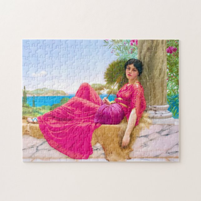 Awesome Woman in Fuchsia by John William Godward Jigsaw Puzzle (Horizontal)