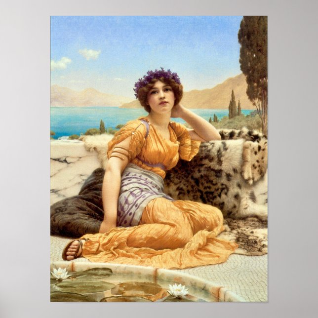 Awesome Woman in Orange by John William Godward Poster (Front)