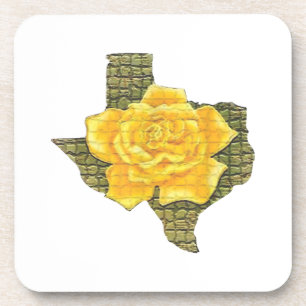 Awesome Yellow Rose Of Texas Pattern Flower Beverage Coaster