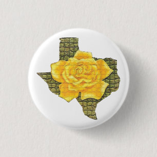Awesome Yellow Rose Of Texas Pattern Flower Button