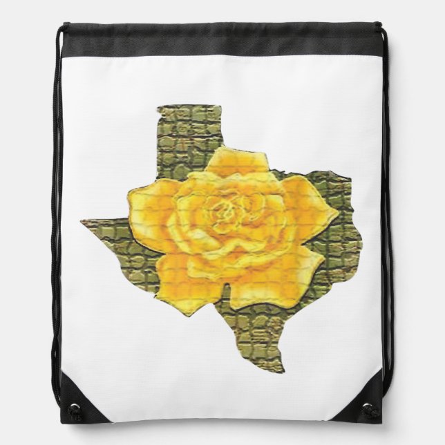 Awesome Yellow Rose Of Texas Pattern Flower  Drawstring Bag (Front)