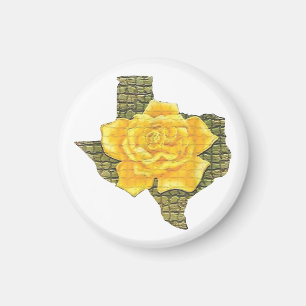 Awesome Yellow Rose Of Texas Pattern Flower  Magnet