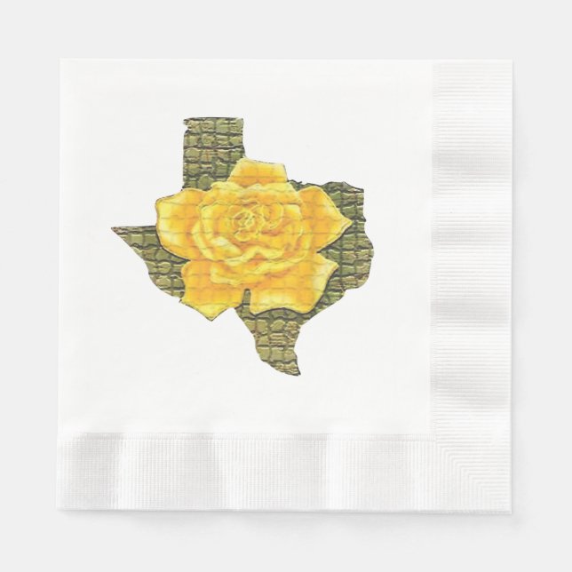 Awesome Yellow Rose Of Texas Pattern Flower Napkins (Front)