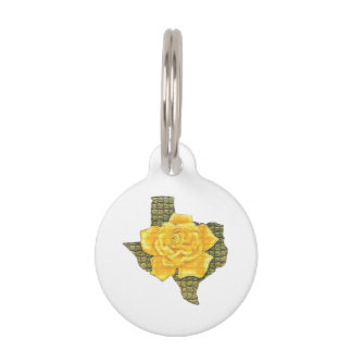Awesome Yellow Rose Of Texas Pattern Flower Pet ID Tag