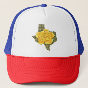 Awesome Yellow Rose Of Texas Pattern Flower Trucker Hat
