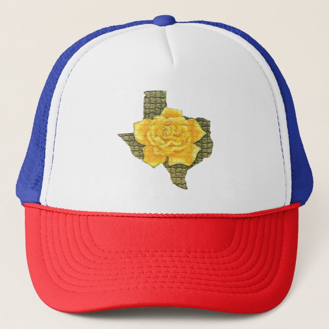 Awesome Yellow Rose Of Texas Pattern Flower  Trucker Hat (Front)