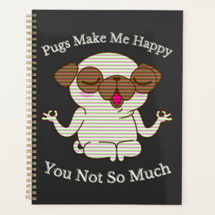 Awesome Yoga Pug Meditating With Funny Saying Planner