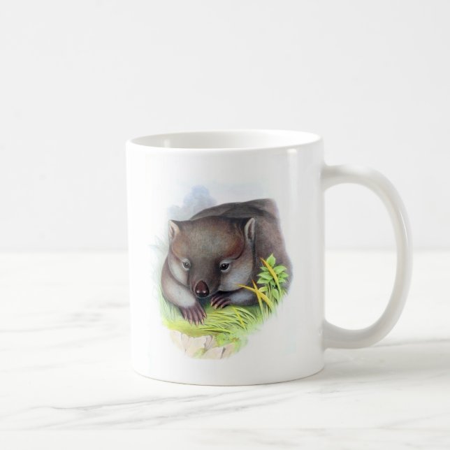 Awesomely cute Australian animal wombat vintage Coffee Mug (Right)