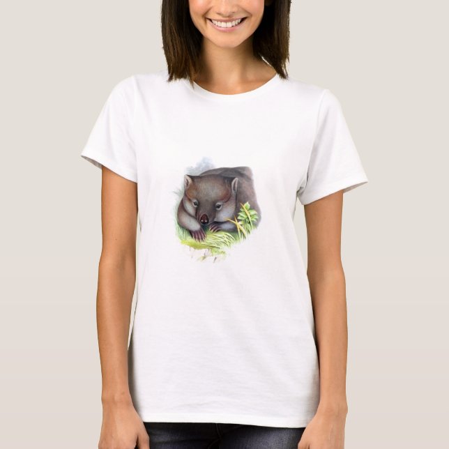 Awesomely cute Australian animal wombat vintage T-Shirt (Front)