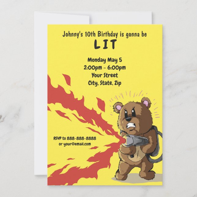 Awesomely Lit Birthday Invitation (Front)