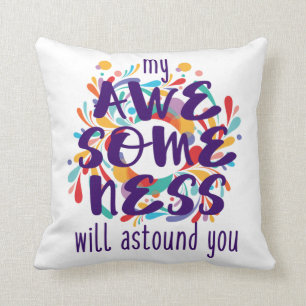 Awesomeness (Purple)-Choose Background Color Throw Pillow