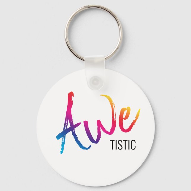 Awetistic Pride Female Autism Awareness Spectrum Keychain (Front)