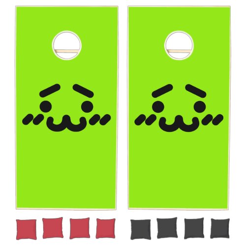 Awkward Cute Face Green Cornhole Set