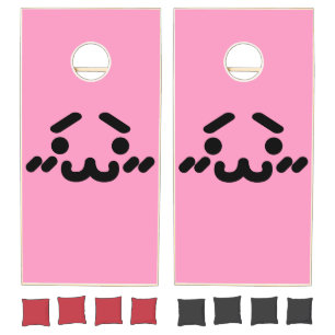 Awkward Cute Face Light Pink Cornhole Set