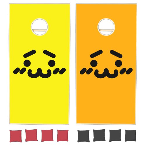 Awkward Cute Face Yellow & Orange Cornhole Set