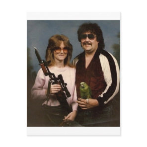 Awkward Family Photos - Couple with parrot! Postcard