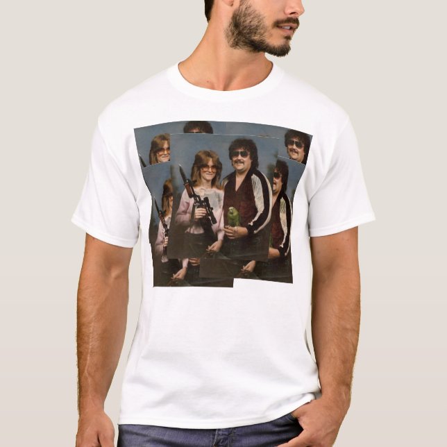 Awkward Family Photos - Couple with parrot! T-Shirt (Front)