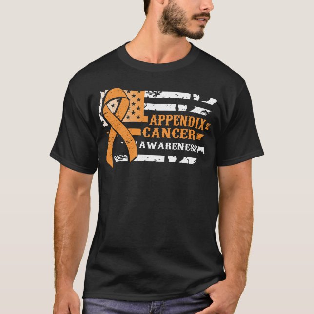 Awkward Style USA Flag Anal Cancer Awareness T-Shirt (Front)