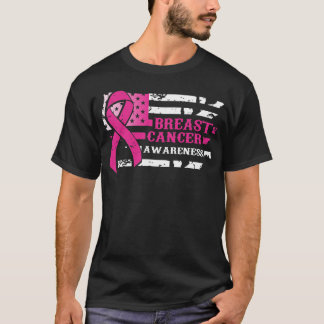 Awkward Style USA Flag Breast Cancer Awareness T-Shirt