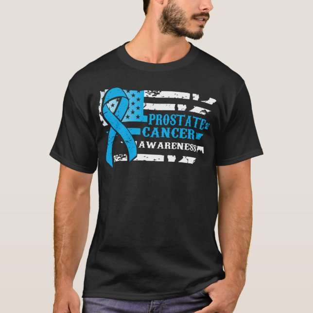 Awkward Style USA Flag Prostate Cancer Awareness T-Shirt (Front)
