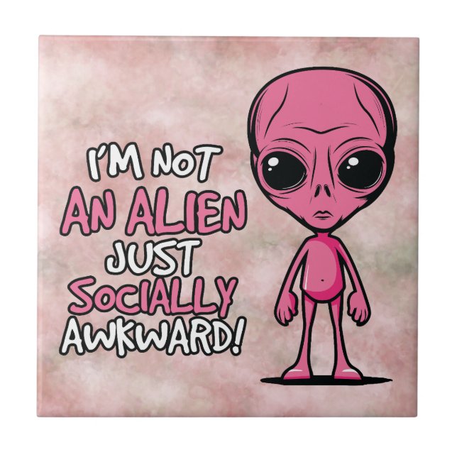 Awkward Visitor Ceramic Tile (Front)
