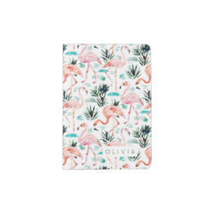 AWKWARRRD Watercolor Pink Flamingos Chic Custom Passport Holder