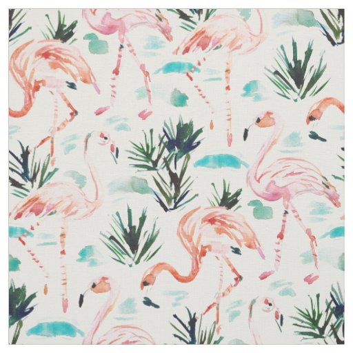 AWKWARRRD Watercolor Pink Flamingos Fabric