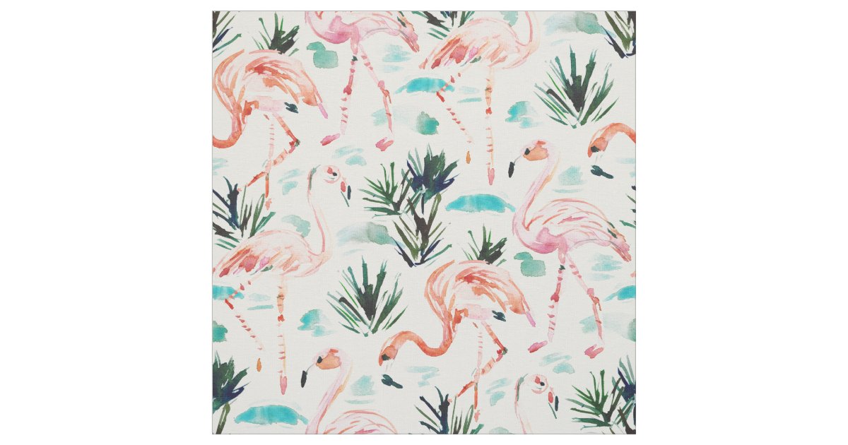 AWKWARRRD Watercolor Pink Flamingos Fabric | Zazzle.com