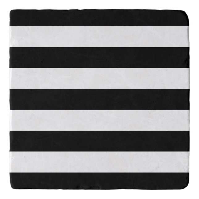 Awning Stripes Black White Trivet (Front)